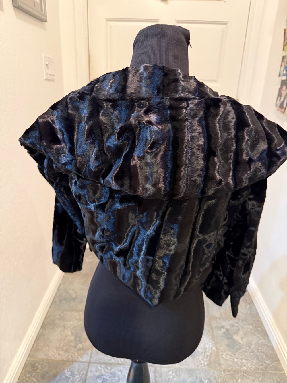 White House Black Market Black Velvet Cropped Cape Jacket